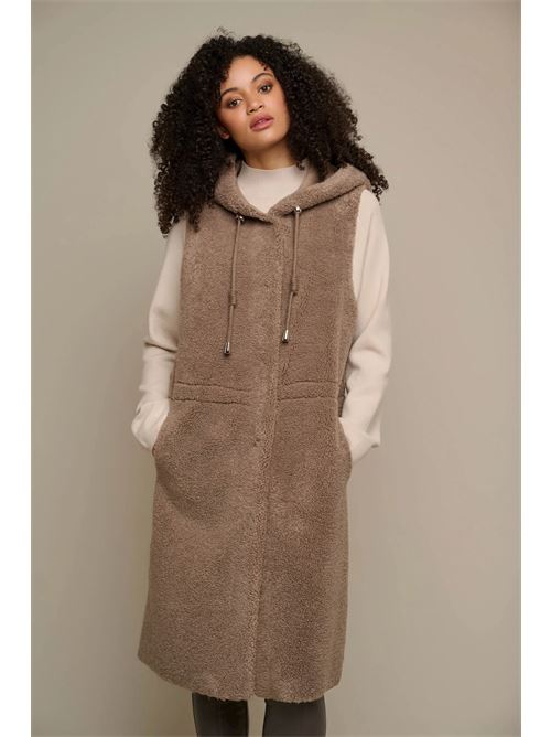 jing gilet lungo reversibile con cappuccio RINO & PELLE | JING.7002310TAUPE